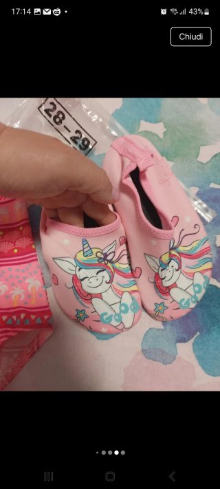Set 3 costumi + ciabattine bimba età 5 anni