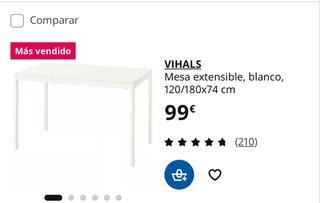 Mesa extensible blanca 120/180x74cm