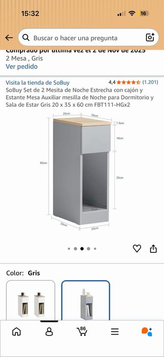 Mesitas de noche SoBuy (2 unidades)