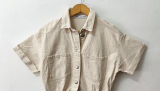 Mono corto vaquero crema Zara mujer Talla S
