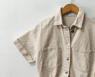 Mono corto vaquero crema Zara mujer Talla S