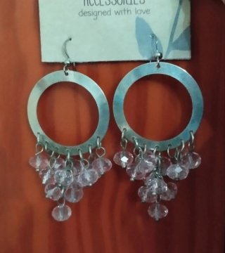 Pendientes Sfera Aro Colgante Lila