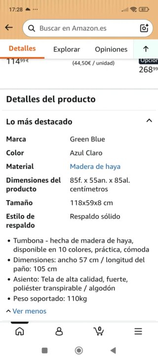 Tumbona de madera azul claro
