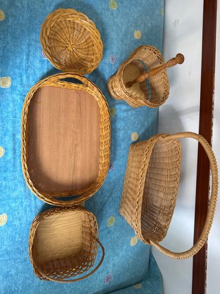 Lote Cestas Mimbre y Madera
