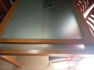 Mesa comedor madera y cristal color cerezo 1,20x90