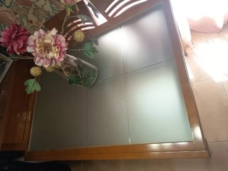 Mesa comedor madera y cristal color cerezo 1,20x90