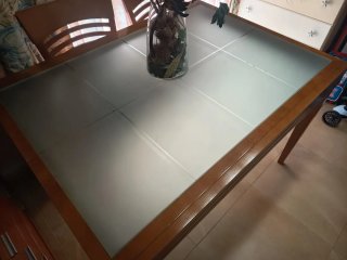 Mesa comedor madera y cristal color cerezo 1,20x90