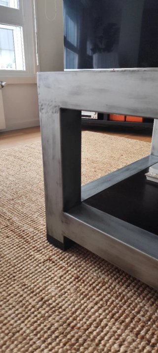 Mesa de centro industrial madera y metal