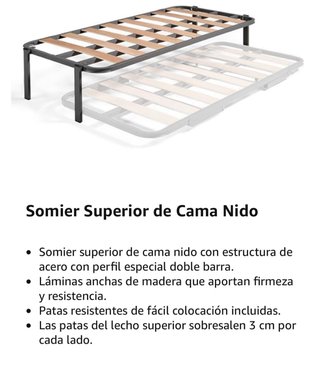 Cama nido metálica 90x200cm