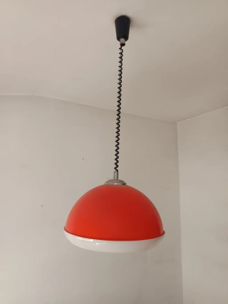 Lámpara colgante graduable vintage rojo y blanco