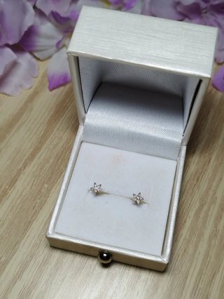 Pendiente estrella oro blanco y brillantes