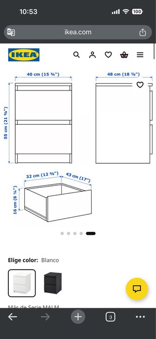 Mesita de noche Ikea blanca