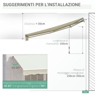 Tenda da Sole Avvolgibile a Caduta con Manovella,