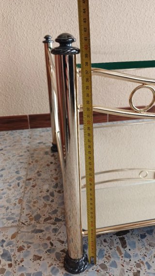 Mesita Auxiliar Vintage Dorada Cristal y Espejo