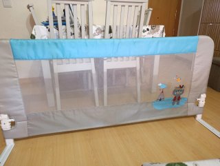 Barrera de Cama Infantil Gris y Azul