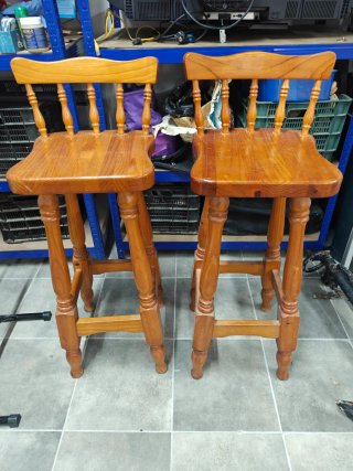 2 Taburetes Altos de Madera Pino Maciza