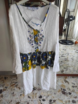 Vestito bianco mare manica 3/4