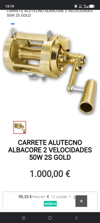 Caña y carrete pesca ALUTECNOS Albacore 50W 2S