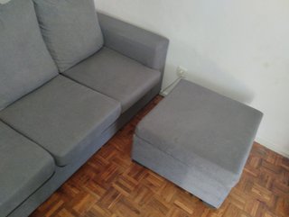 Sofá Chaise Longue Cinza Reversível