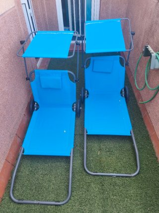 2 Sillas de Playa Plegables Azul