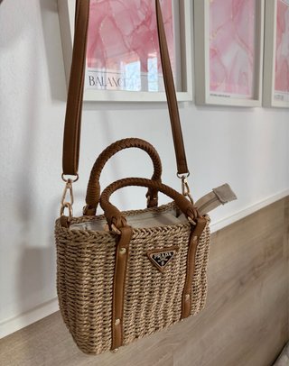 Borsa Prada Rafia Tracolla Beige Marrone