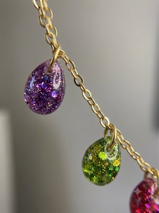 Colgante oro 18k gotas glitter multicolor