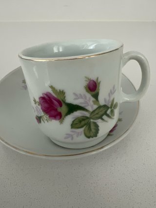 Juego 6 tazas y 6 platitos café vintage porcelana
