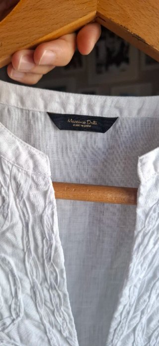 Camisa Lino Massimo Dutti Blanca
