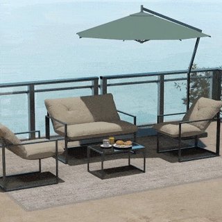 Outsunny Set da Giardino con Divanetto, 2 Poltrone