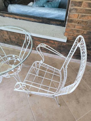Mesa y 2 Sillas Hierro Forjado Jardín