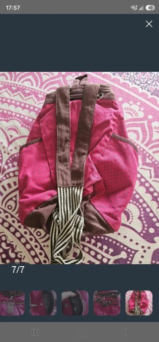Mochila rosa con detalles marrones