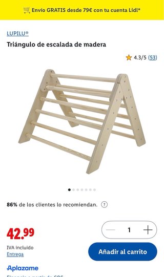 Triángulo de escalada madera premium LIDL sin usar
