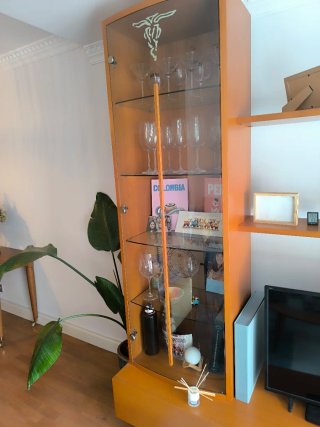 Mueble TV madera y cristal