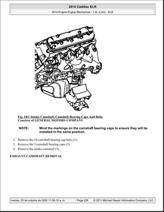 Manual Taller Cadillac ELR 1.4L 2014