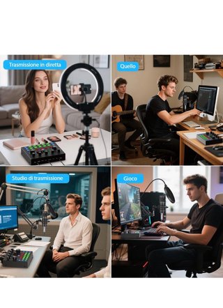 Kit Microfono Podcast Mixer Caster