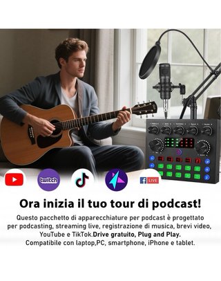 Kit Microfono Podcast Mixer Caster