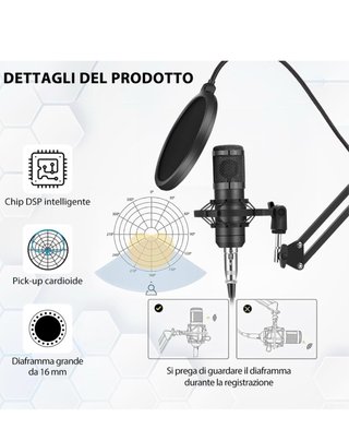 Kit Microfono Podcast Mixer Caster
