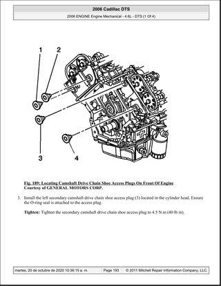Manual Taller Cadillac DTS 4.6L 2006