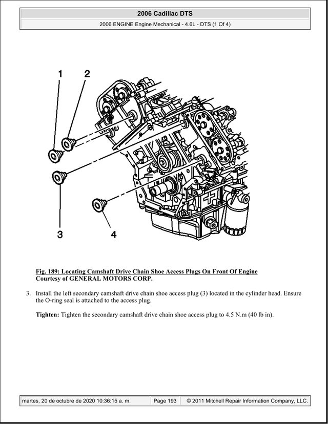 Manual Taller Cadillac DTS 4.6L 2006