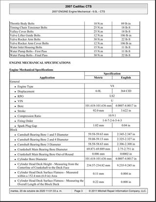 Manual Taller Cadillac CTS 6.0L 2007