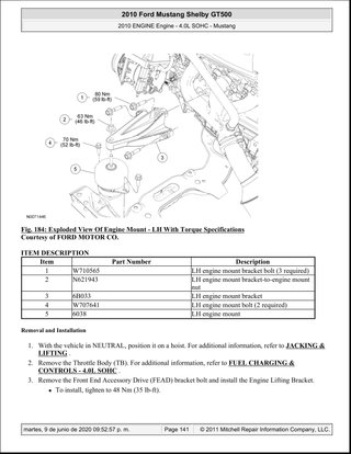 Manual Taller Ford Mustang 4.0 SOHC 2010
