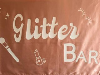 Mantel rosa satinado para Glitter Bar persobalizad