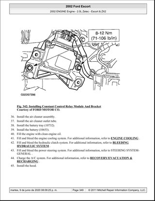 Manual Taller Ford Escort/ZX2 2.0 2002