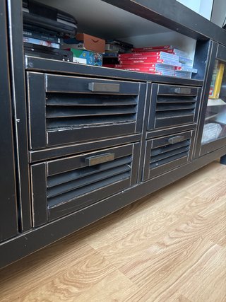 Mueble TV Banak Importa Madera y Cristal Negro