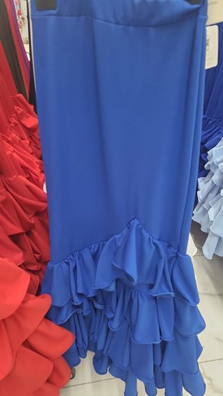 Falda larga volantes azul rey