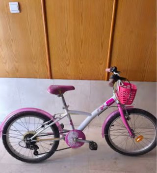 Bici niña 20 rosa y blanca