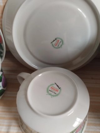2 Tazas y Platos Frutas Cerámica