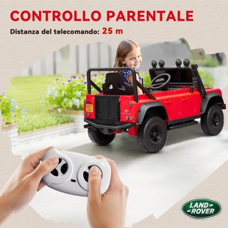 Coche Eléctrico para Niños de 3-8 Años 12V Todoterreno Land Rover 110SVX, 3-5Km/H Coche Eléctrico para Niños Con 2 Motores, Suspensiones, Control Remoto, Música, Faros, Cinturón y Claxon, Rojo