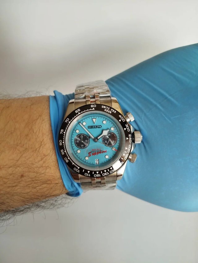 Seiko Mod pilot azul cielo VK64A 42mm Nuevo