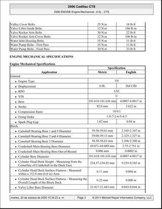 Manual Taller Cadillac CTS 6.0L 2006